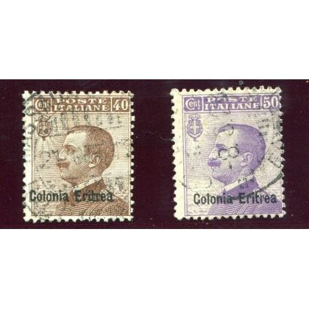 1916 ITALIA ERITREA SOPRASTAMPATI N.38/39 CAT. 52,50   USATO MNT538