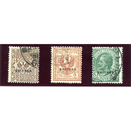 1924 ITALIA ERITREA SOPRASTAMPATI N.77/79 CAT. 32   USATO MNT535