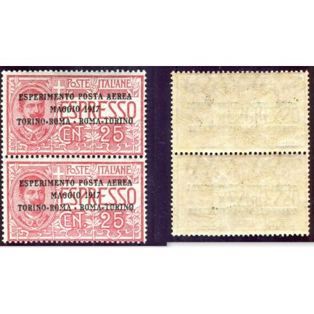 1917 ITALIA POSTA AEREA TORINO ROMA TORINO COPPIA   MNH    MNT801