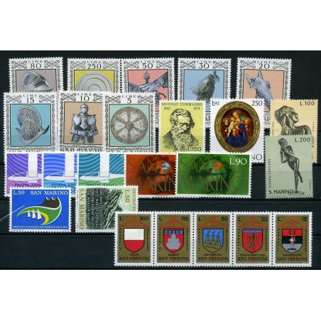 1974 - SAN MARINO ANNATA COMPLETA 24 VALORI MNH  N.910/930+151/53+ P.A. GNT519