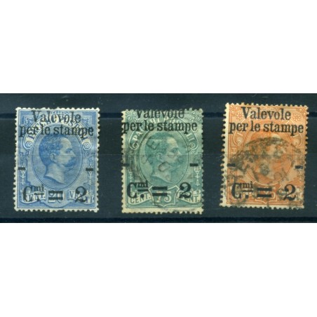 1890 ITALIA REGNO VALEVOLE PER LE STAMPE  N.54-56-58  USATI  LNT485