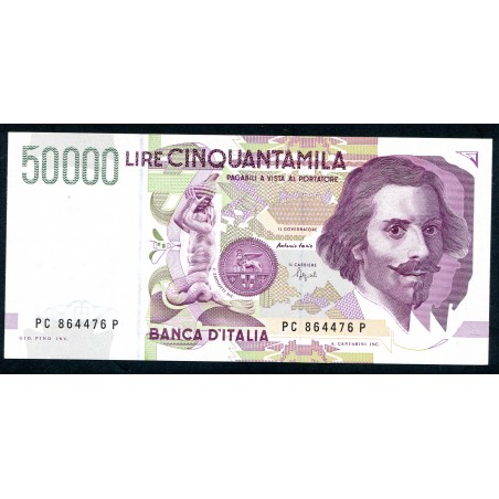 Lire 50.000 Bernini, 2° tipo, C1995. Gig. BI81C. FDS. Foto di esempio.
