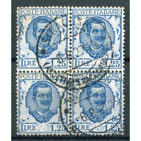 1926 Italia Vitt. Emanuele 3° tipo Floreale n.202 usato in quartina