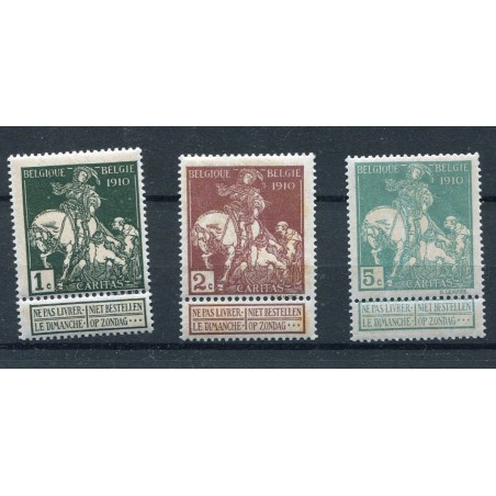 1910 Belgio pro opere antitubercolari n.88/90 mnh
