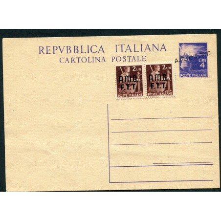 1948 AMGFTT - Cartolina postale nuova £. 4 viola