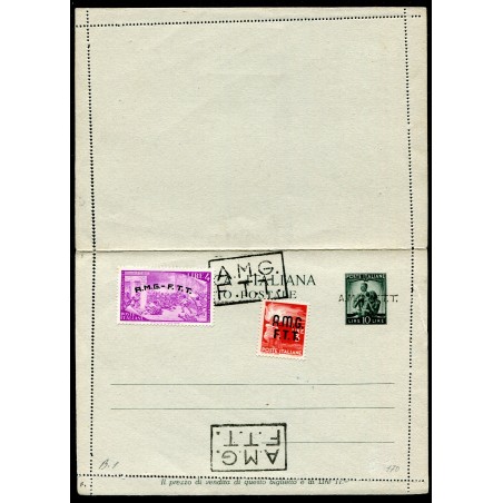 1946/48 AMGFTT - Cartolina postale nuova £. 10 verde