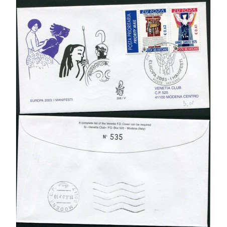 2003 VATICANO EUROPA FDC    ONT790