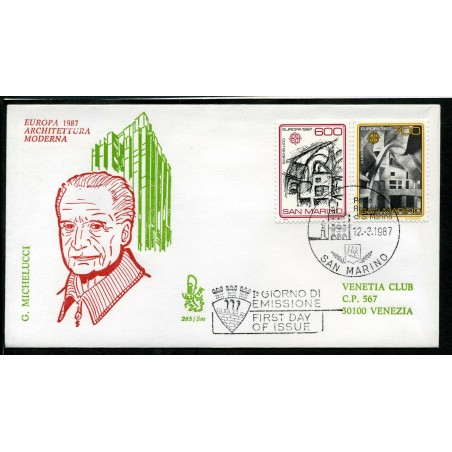 1987 S.MARINO FDC ARCHITETTURA MODERNA DNT045