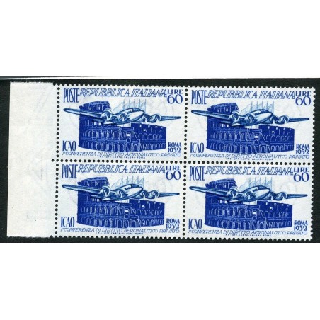 1952 ITALIA REPUBBLICA ICAO N.697 IN QUARTINA  MNH HNT773