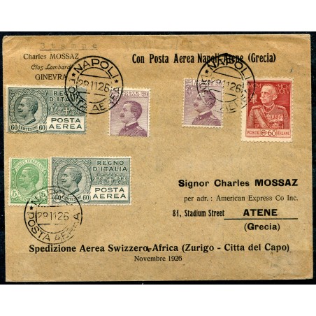1926 Posta aerea Napoli - Atene. Il dispaccio viaggiò per mare.