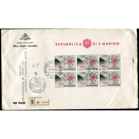 1962 San Marino FDC Raccomandata  Europa