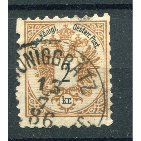 1883 AUSTRIA  2KR. N.40 BRUNO AQUILA BICIPITE DENT.9  USATO