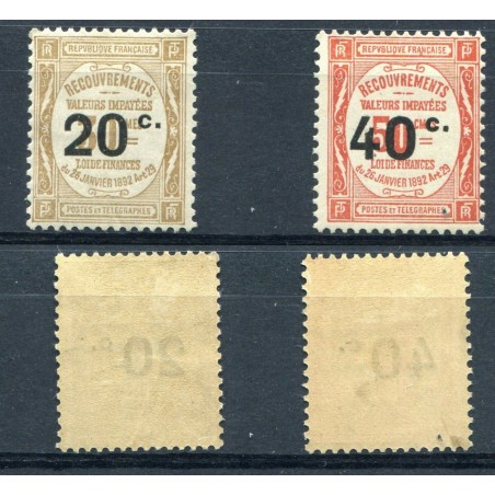 1917 FRANCIA SEGNATASSE N.49/50 SOPRASTAMPATI  MH   INT001