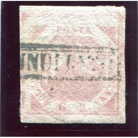 1858 Napoli, 2gr.,rosa chiaro  II° Tav., n.6 usato cat. 100