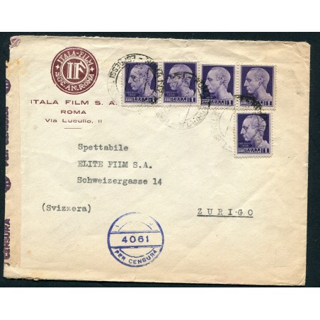 1945 Luogotenenza lettera con n. 5 esem. £ 1 violetto Novara n. 540