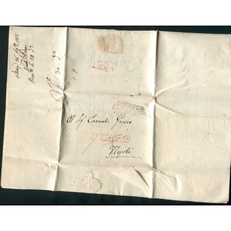 1819 Napoli lettera con testo da Potenza tassata e corretta