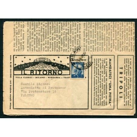1949 Italia Democratica £ 5 isolato su giornale completo.