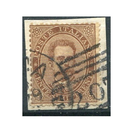 1879 Italia Regno Umberto I° c.30 bruno n.207 su piccolo frammento CaT. 4500