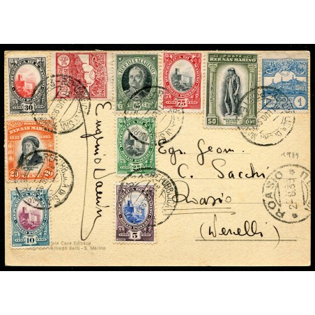 San Marino 1939 Cartolina illustrata per Vercelli