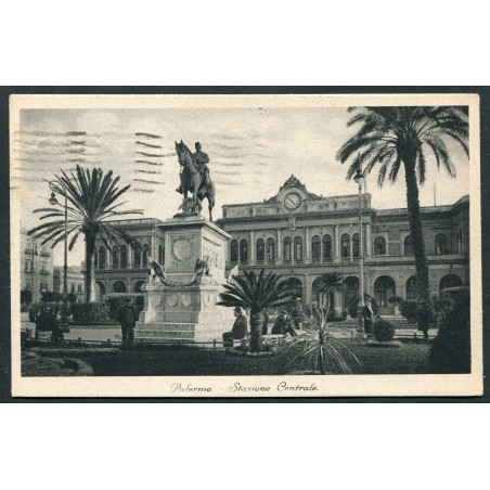 Palermo Cartolina stazione centrale 1938 viaggiata