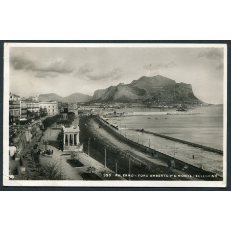 Palermo 1934 Cartolina fotografica Foro Umberto I e Monte Pellegrino, viaggiata