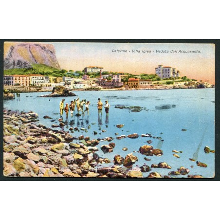 Palermo 1932 Cartolina a colori, Villa Igiea, veduta dall'Acquasanta, viaggiata