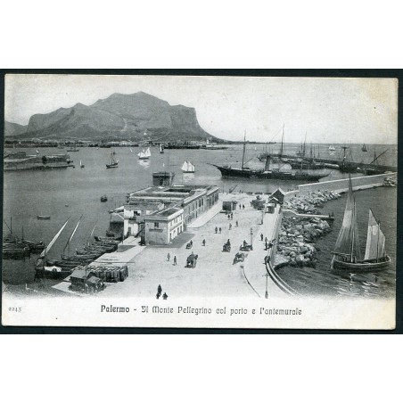 Palermo inizio '900 Cartolina, Monte Pellegrino col porto