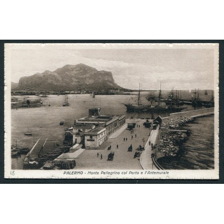 Palermo primi '900 Cartolina, Monte Pellegrino col porto