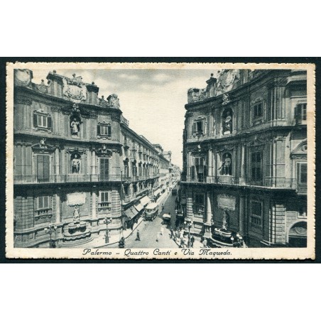 Palermo 1935 Cartolina, Quattro Canti e Via Maqueda, viaggiata