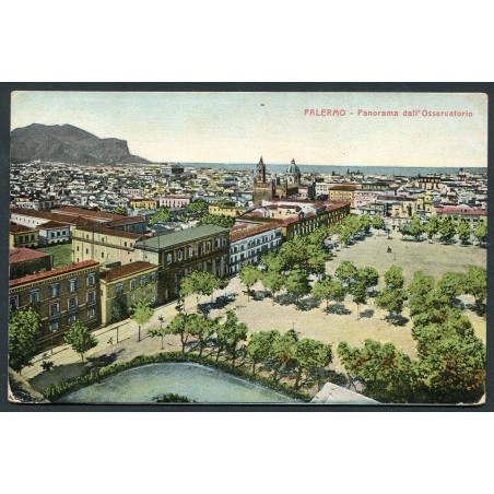 Palermo primi '900 Cartolina a colori, Panorama dall'Osservatorio