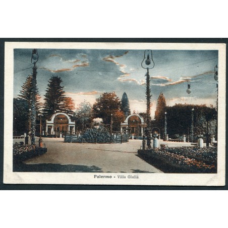 Palermo inizio '900 Cartolina a colori, Villa Giulia