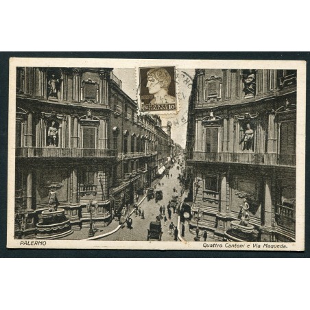 Palermo 1934 Cartolina, Quattro Canti e Via Maqueda, viaggiata