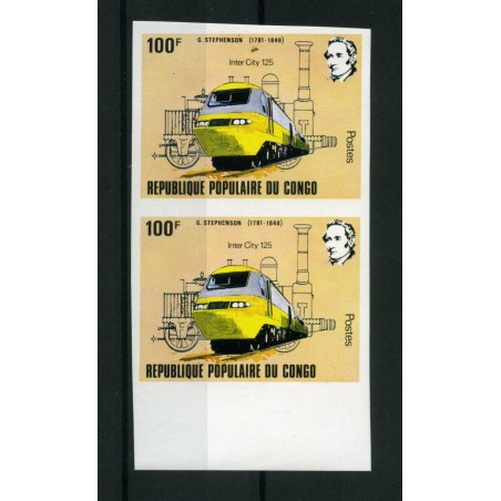 1982 CONGO STEPHENSON TRAINS  IMPERFORATED MNH  E442