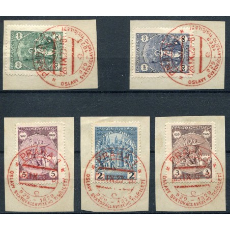 1929 Cecoslovacchia - Principe Venceslao con annulli speciali. N. 283/87