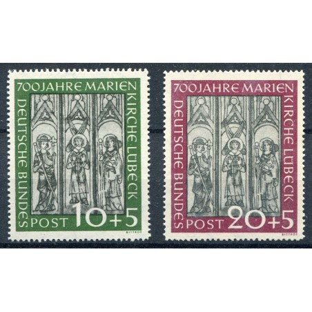 1951 Germania Federale - Cattedrale di Lubecca. N. 25/26. MNH. Gomma Fresca. Cat 200