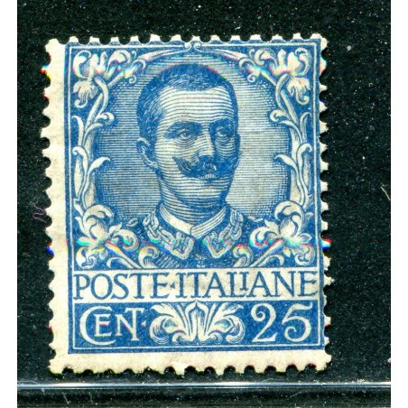 1901 ITALIA REGNO VITT. EMANUELE 3° C.25 AZZURRO N.73 MH    E657