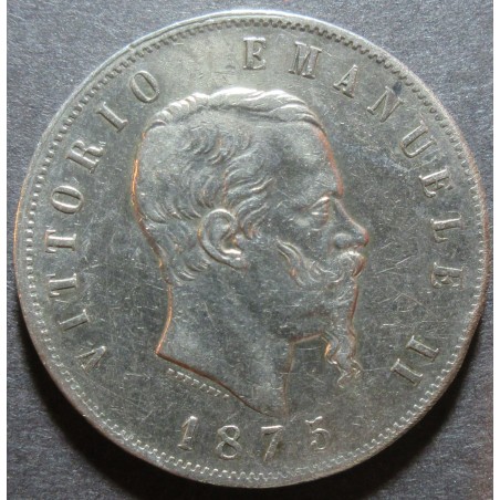 1875 Vittorio Emanuele II, lire 5 argento - Milano