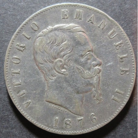 1876 Vittorio Emanuele II, lire 5 argento - Roma
