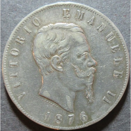 1876 Vittorio Emanuele II, lire 5 argento - Roma