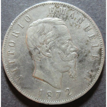 1872 Vittorio Emanuele II, lire 5 argento - Milano