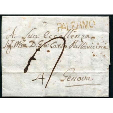 1794 Via di mare - Lettera del 8 maggio da Palermo via Napoli col "R. Pacchetto Il Leone"