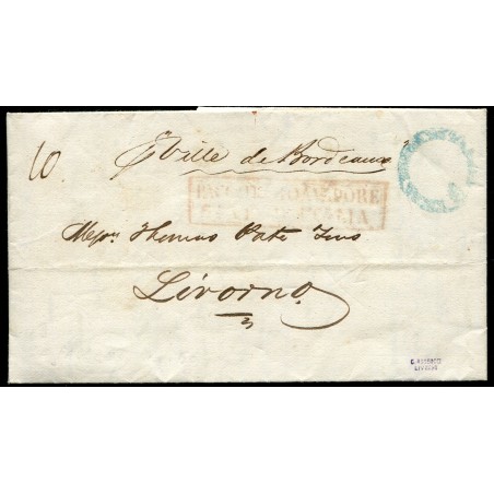 1850 Via di mare - Lettera del 14 maggio da Palermo con vapore "Ville de Bordeaux"