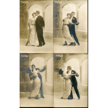 Tango - Insieme di 5 cartoline fotografiche nuove con varie pose di danza.