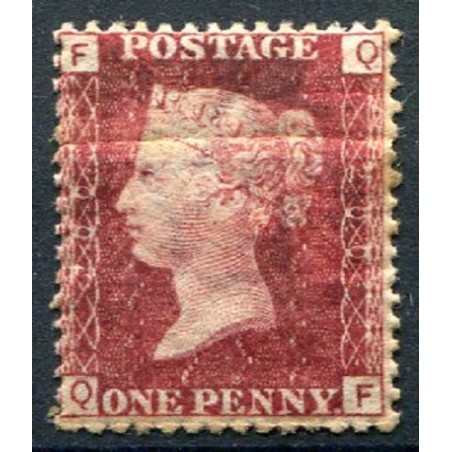 1855 - Regina Vittoria, 1 p. bruno rosso, dent. 14, n. 14 MH.