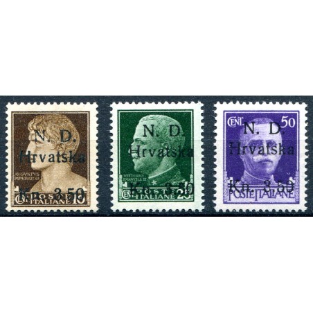 1944 Francobolli di Italia sovrastampati, n. 1 + 3 + 5. MNH freschi. C/ Cilio. C