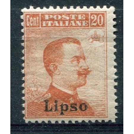 1917 Lipso Vittorio Emanuele III, c. 20 arancio, senza filigrana, n. 9 MH. Cat. 380