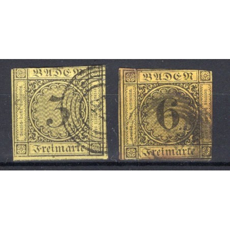1851/52 Germania Baden n.2+3 usati