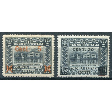 1926 Eritrea Soggetti Africani Sovrastampati MNH, n. 45/46. Cat. 65.