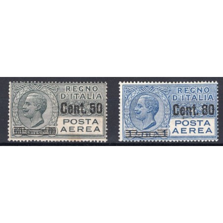1927 Posta Aerea sovrastampati, n.8/9 linguellati MH. Cat. 130