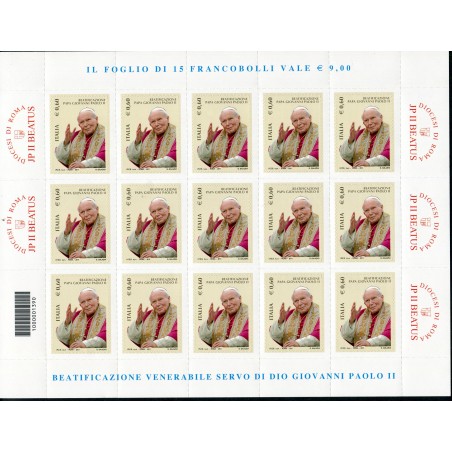 2011 Italia Repubblica minifoglio Beatificazione Giovanni Paolo II mnh
